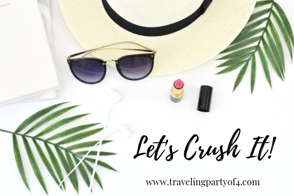 Summer blogging slump.  Let's crush it.  Beach hat, shades, palms, ear buds and lipstick.
