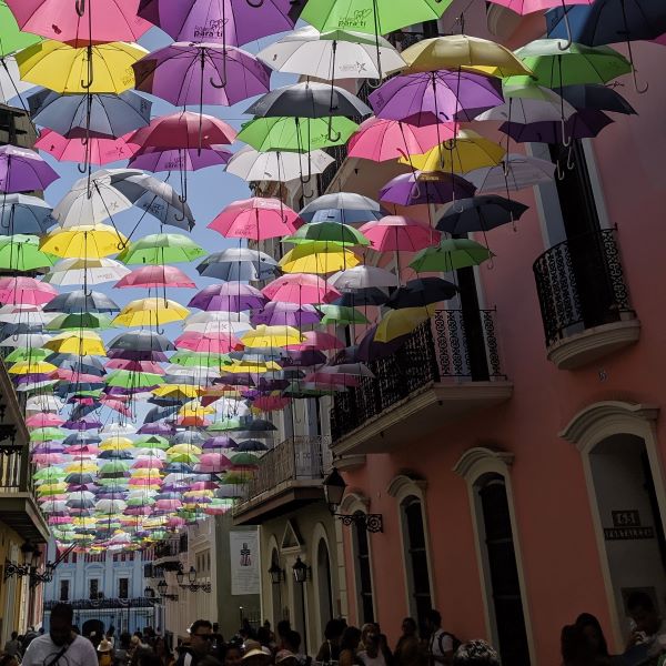 Things To Do In Puerto Rico with Kids.
Umbrella Street.  San Juan, Puerto Rico