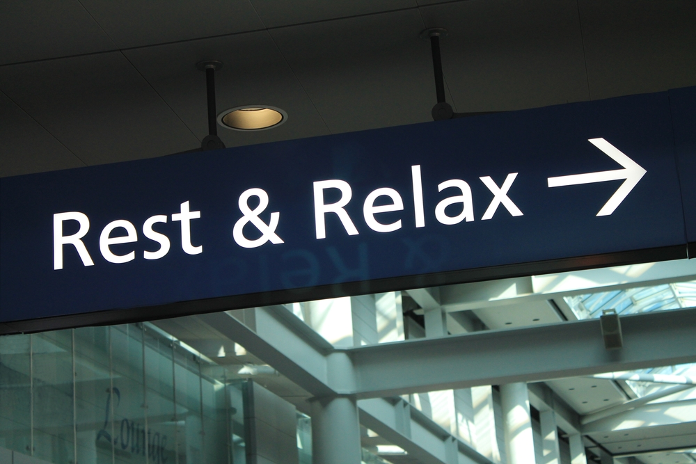 Long Layover.  Rest and Relax signage.