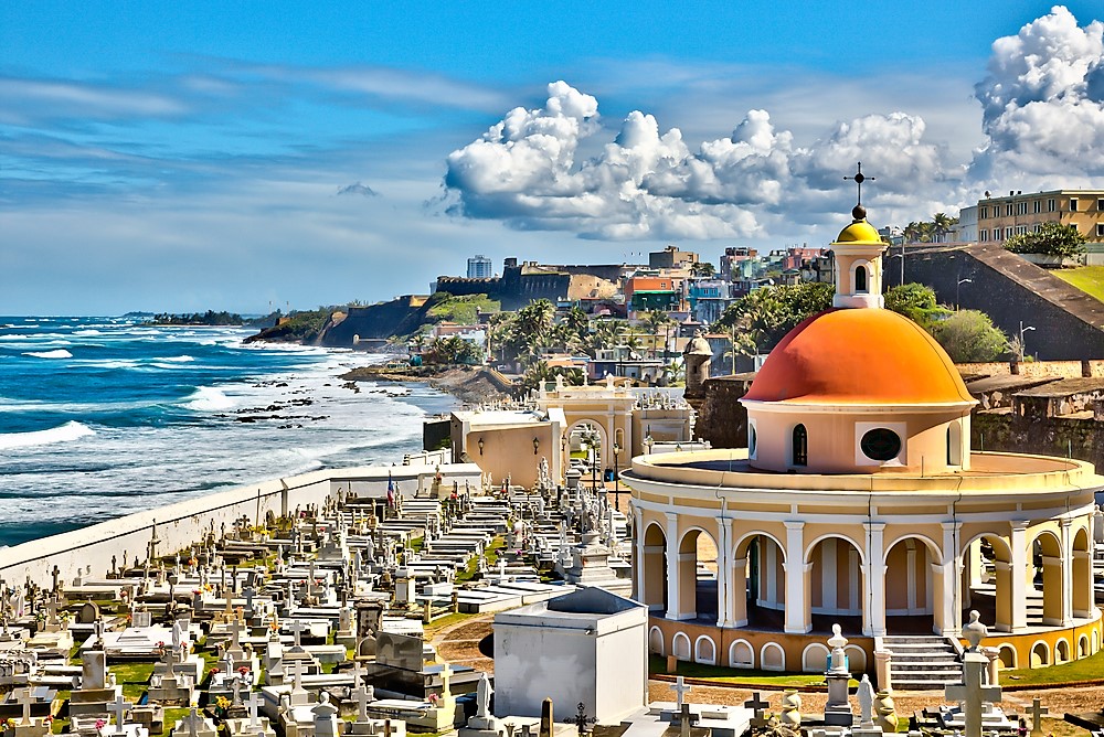 El Morro Old San Juan.
View of the coast from the cemetery at Old San Juan, Puerto Rico.