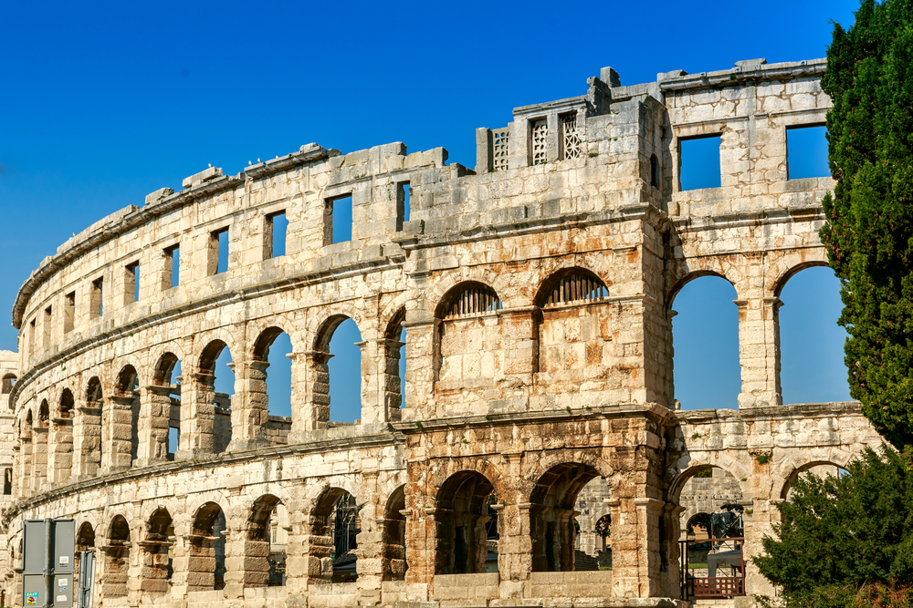 I miss traveling.
Famous ancient Roman Amphitheater - Arena, 1st. century, Pula, Croatia. Arena of Pula of Istrian peninsula submitted on the tentative list of UNESCO World Heritage Site.