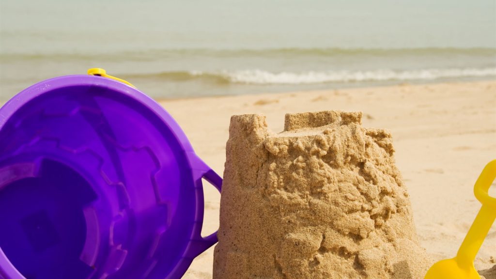 Rainy Beach Day.  Build a Sandcastle.