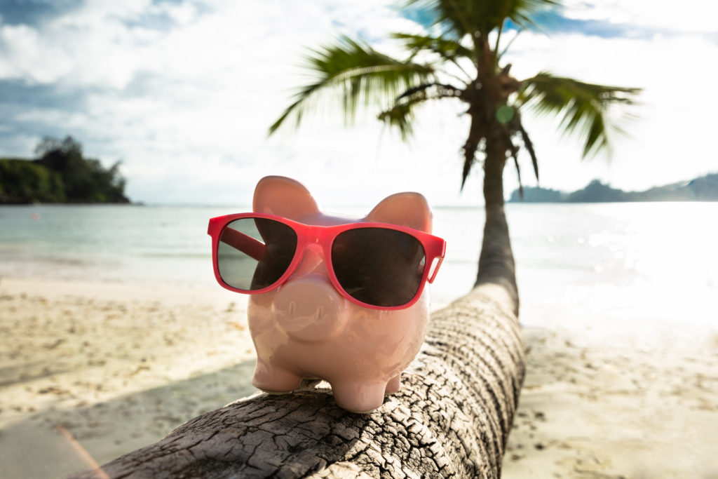 Piggy Bank on the Beach.
Budget Family Travel.